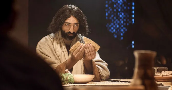 Yeshu breaking bread at the Last Supper